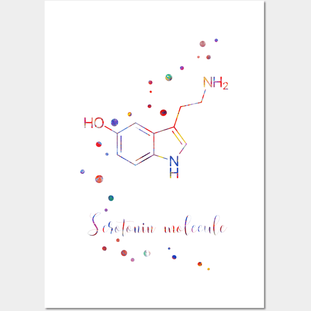Serotonin molecule Wall Art by RosaliArt